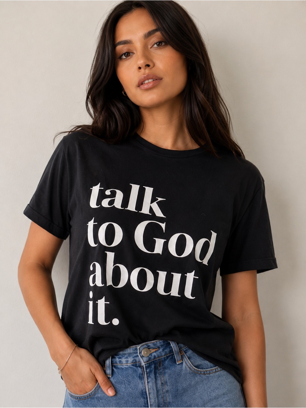 Bella Canvas Black Tee with White Text